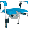 COMODO DE ALUMINIO PARA DUCHA 4 EN 1-AZUL:  •4 funciones: cómodo fijo, silla ducha, chasis de seguridad e incremento para baño •Brazos, respaldo y asiento ergonómico  •Asiento tipo herradura acojinado